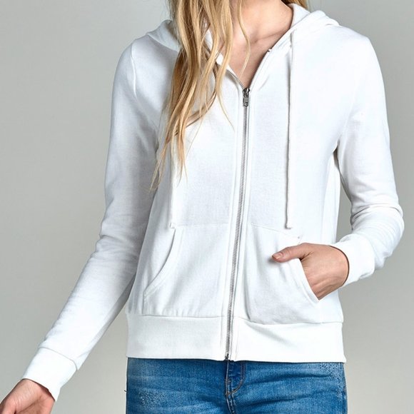 NEW White Hoodie Full Zip - Picture 2 of 3